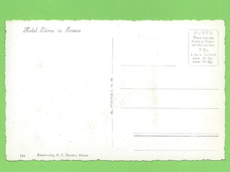 Cartoline postali: Hotel Bären in Brienz – Nuovo (secondo la descrizione) da Zürich venduto da t24_de 1