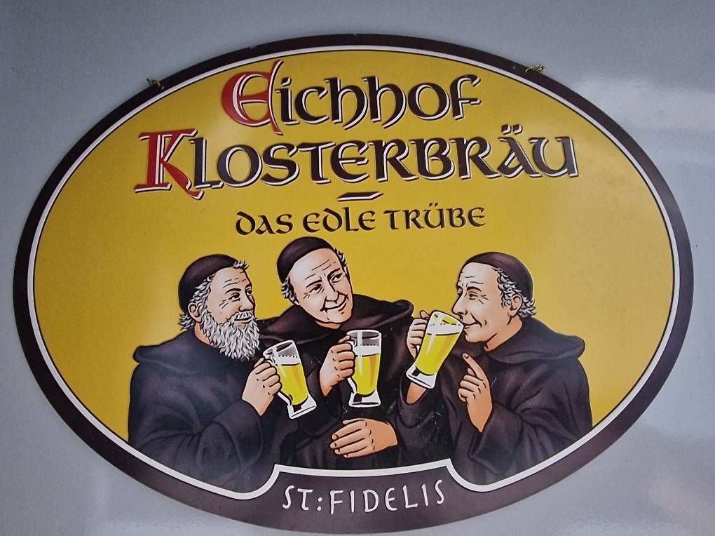 Eichhof Schilder: Seltenes Eichhof Klosterbräu Bierschild – Gebraucht aus Ottikon von nag-champa77