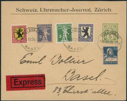 1924 - Brief - MiF - Privatganzsache - Pro Juventute - Uhren