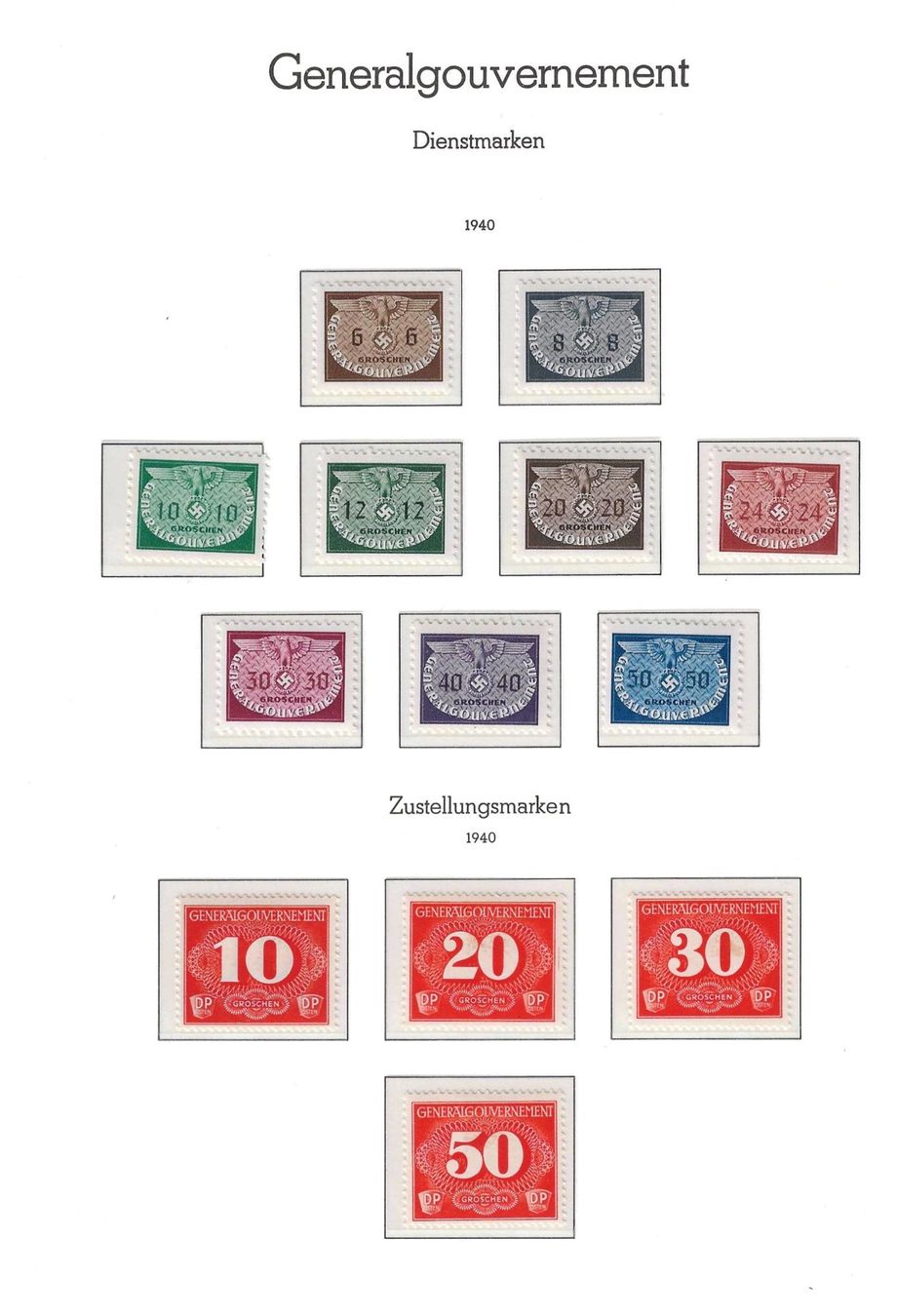 Alle Briefmarken: Sammlung  Generalgouvernement 1940 - 1945 – Neu (gemäss Beschreibung) aus Gümligen von Geniusbuy 7