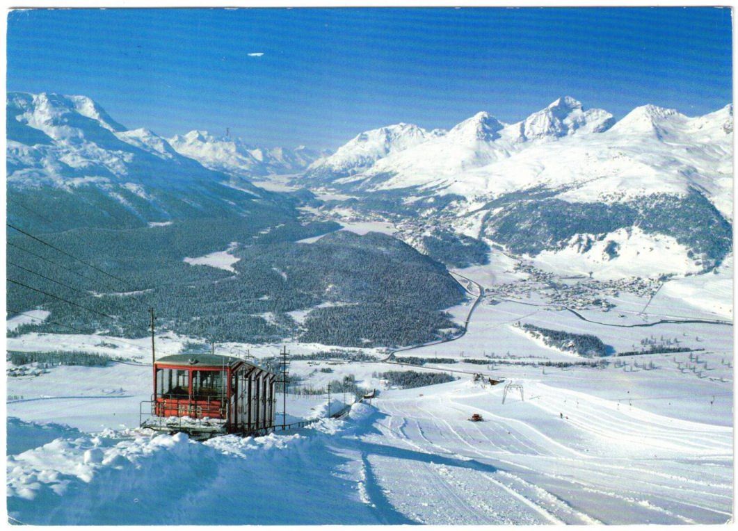 Cartoline postali: St. Moritz - Standseilbahn Muottas Muragl mit Skilift – Usato da Binningen venduto da Mountainrider