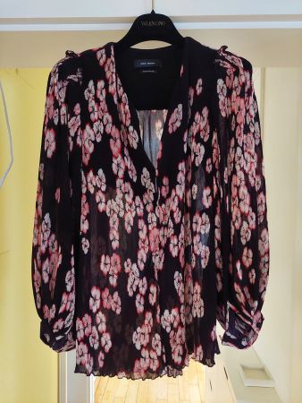 Isabel Marant Seiden/Polyester-Bluse bordeaux/rosa, Gr. XS/S