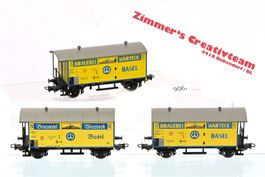 3 Liliput Warteck Bier Basel Wagen Pc, H0, WS