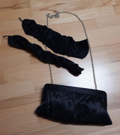 Elegante schwarze Handtasche und elegante Handschuhe - neu
