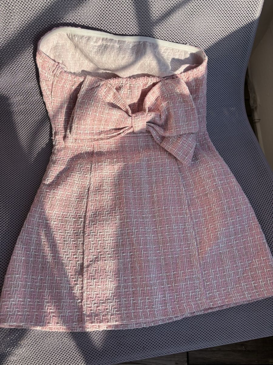 Vestiti: Pink tweed strapless dress with bow – Usato da Bern venduto da kri_y8h8 1