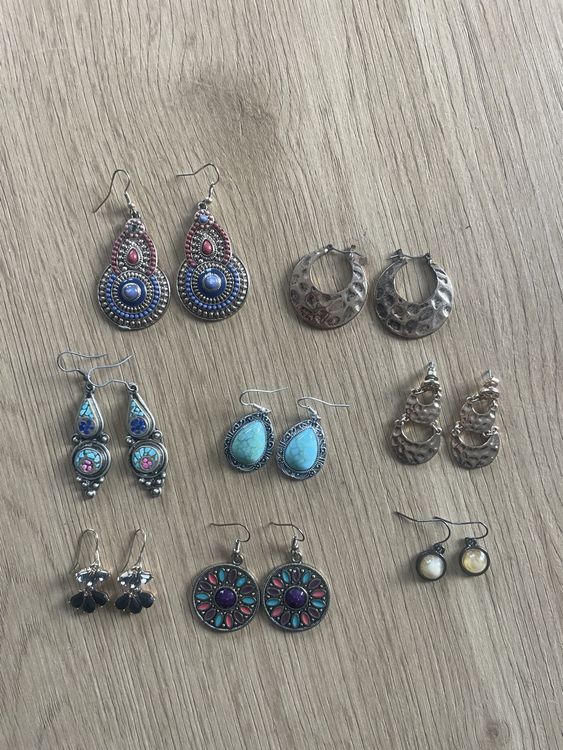 Lot De Boucles D'oreilles Vintage En Cuir Et Laiton, à Restaurer Ou Détourner - Lbb0248