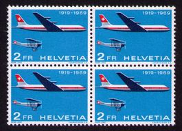1969_465_50 Jahre FLUGPOST_SWISSAIR_VIERERBLOCK ! **