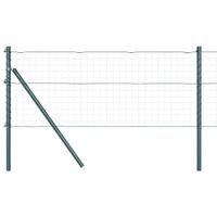 Poteau de clôture enchâssé 13 pc Vert Acier enduit de poudre
