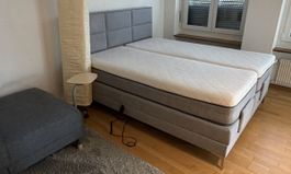 Boxspringbett mit zwei Matratzen 160x200cm grau elektrisch 