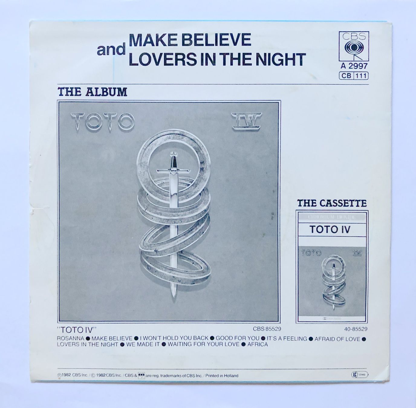 Schallplatten: TOTO - MAKE BELIEVE – Gebraucht aus Bottens von hotter-than-hell 1