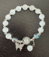 Perlenarmband Schmetterling, weiss, Butterfly, Armband, brac