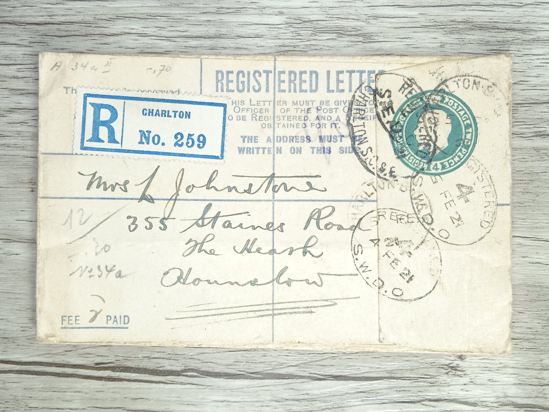 Tutti i francobolli: TR80 Enveloppe + Timbre England 1921 – Usato da Cousset venduto da Patrick_Collections