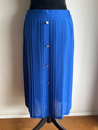 Vintage Plissee Rock, blau mit Goldknöpfen, M, us Frankreich