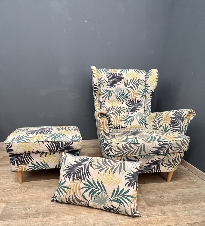 Ikea Palmen Ohrensessel Strandmon mit Kissen + Hocker Kaufen auf Ricardo