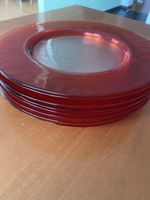 Unterteller/ Desserteller Glas rot 6 Stk. guter Zustand