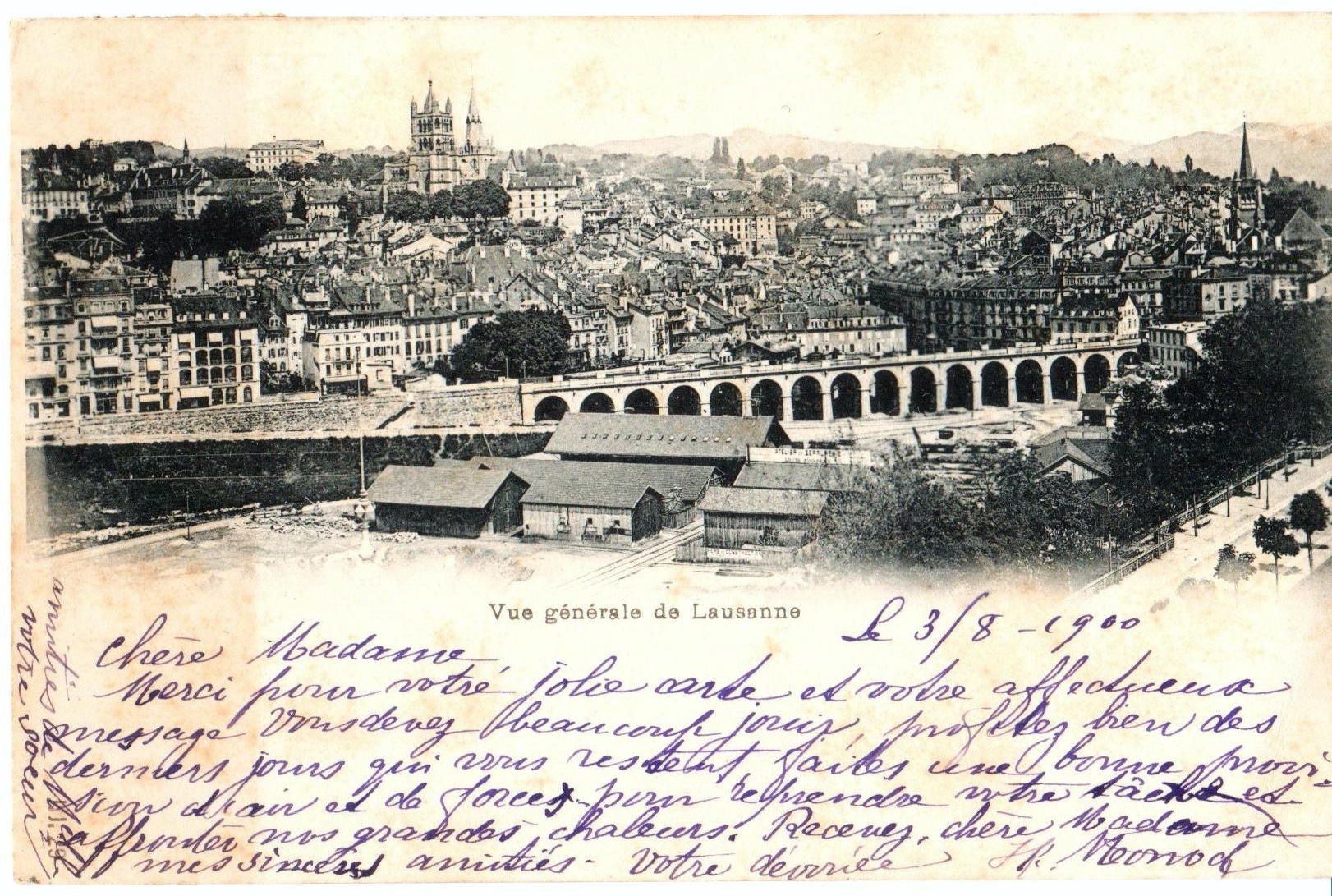 Cartoline postali: 1900 - Vue générale de Lausanne - UPU – Usato da Chavornay venduto da 4dphila 1