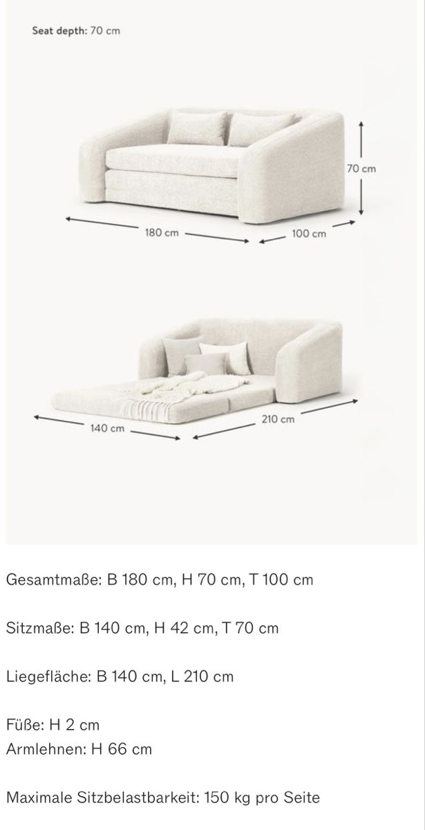 Westwing Divani: Schlafsofa Teddy-Bouclé Off White neuwertig – Nuovo (secondo la descrizione) da Stäfa venduto da _mendoza_ 6