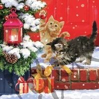 Serviette kittens on doorstep (1549) 2Stk.