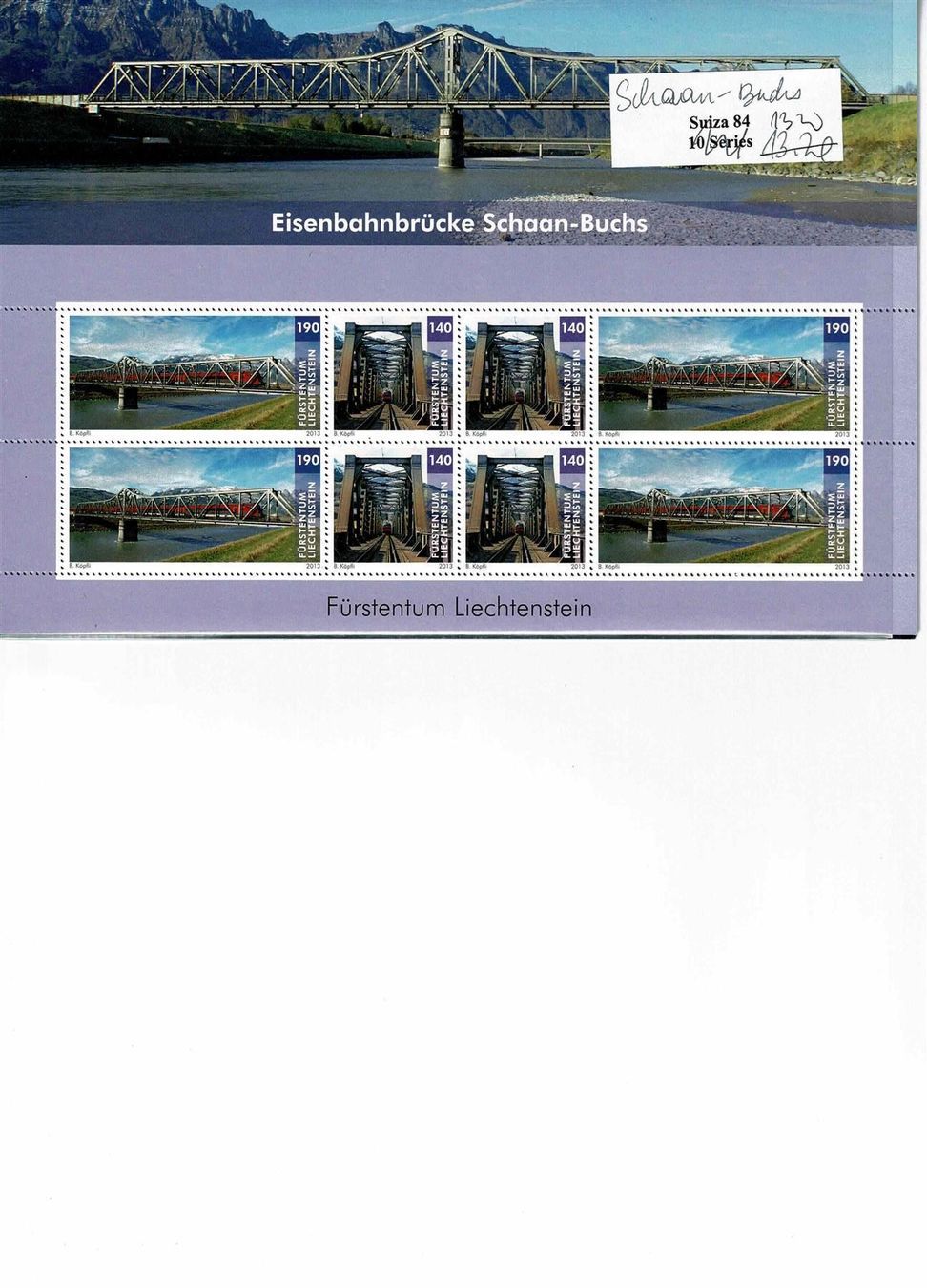 Alle Briefmarken: KB Bahnbrücke Schaan-Buchs 1KB ** – Neu (gemäss Beschreibung) aus Lausanne von Whorvath