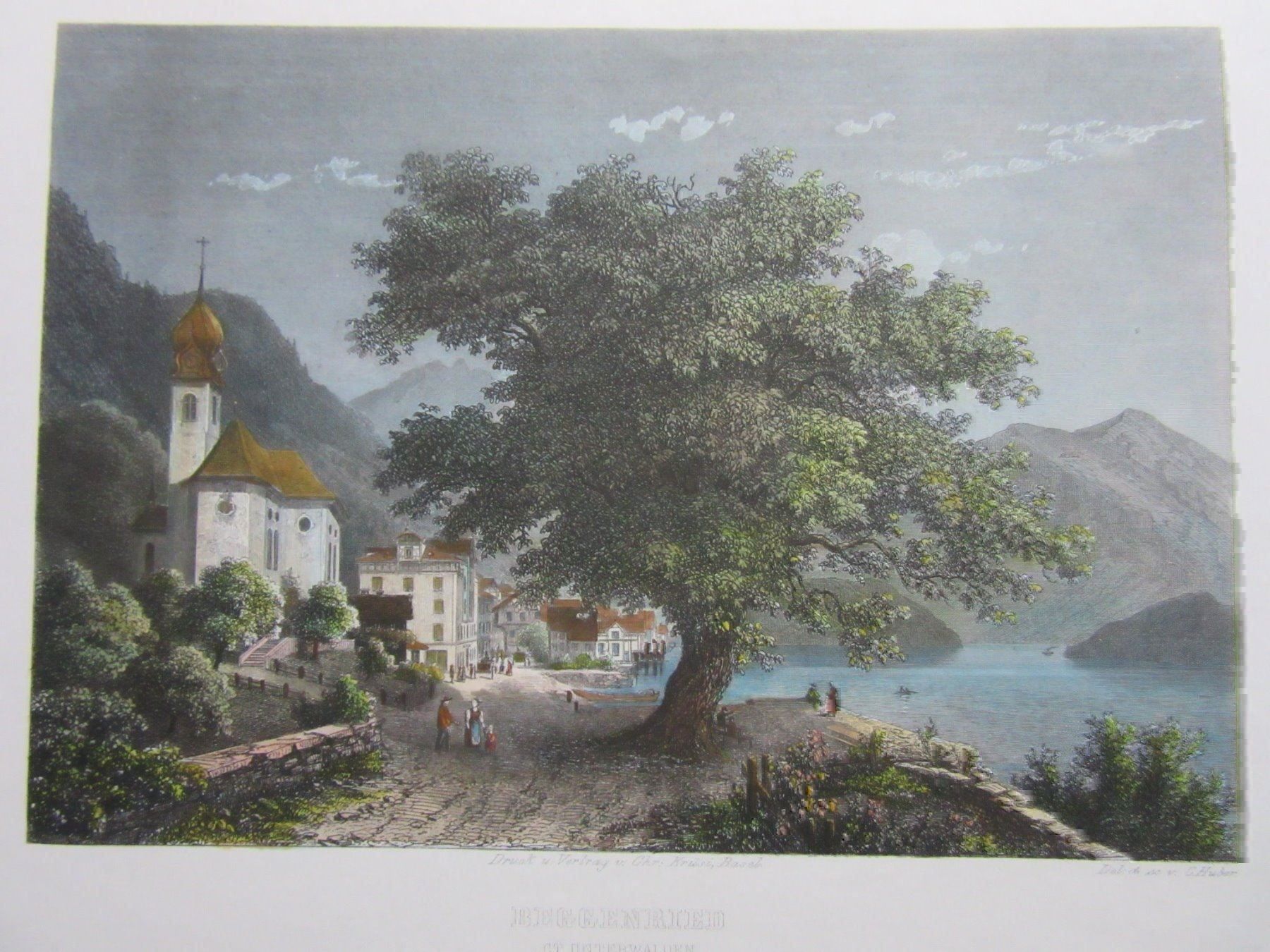 Incisioni: BECKENRIED STAHLSTICH KOLORIERT – Usato da Gersau venduto da grafik-kunst