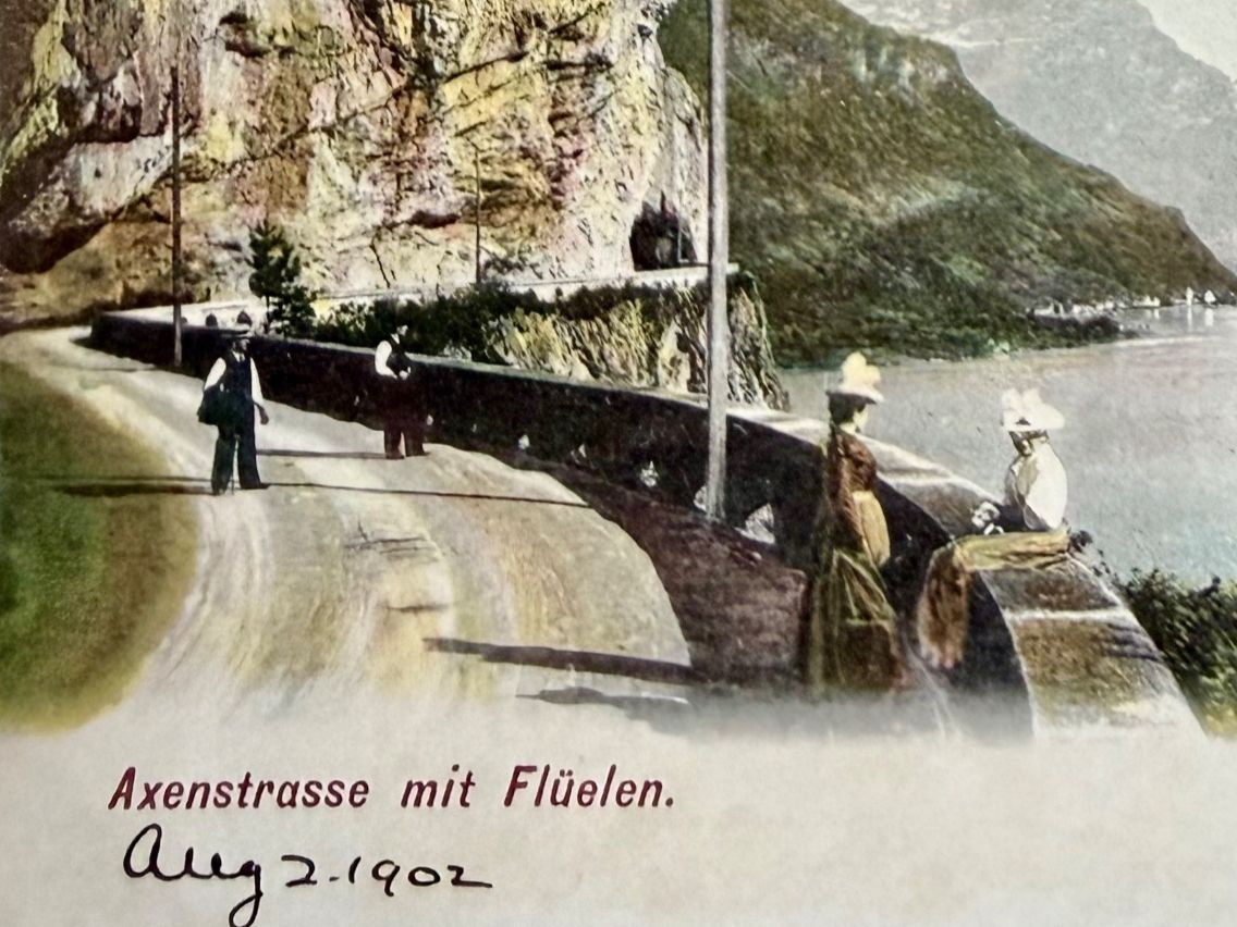 Cartoline postali: Axenstrasse mit Flüelen - Animée 1902 – Usato da Lutry venduto da Ediego 1