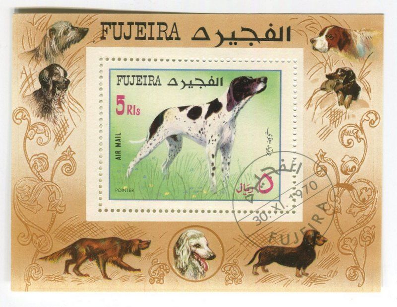 Tous les timbres: Block "English Pointer". Fudschaira. – Neuf avec emballage d'origine à Basel par Butsch5