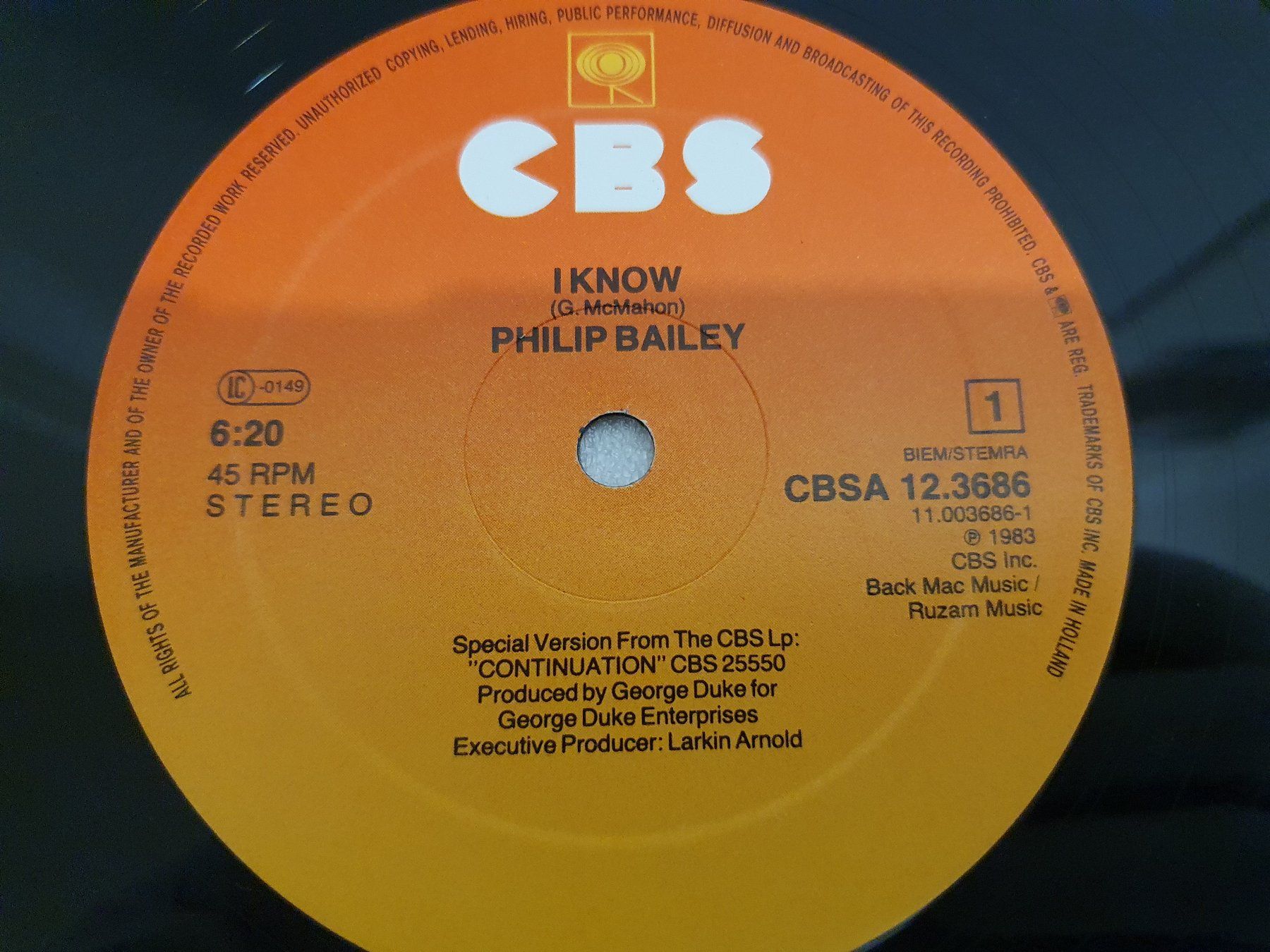 Dischi in vinile: Philip Bailey – I Know (Single, Disco) – Usato da Uster venduto da Vinyl-Leidenschaft 4