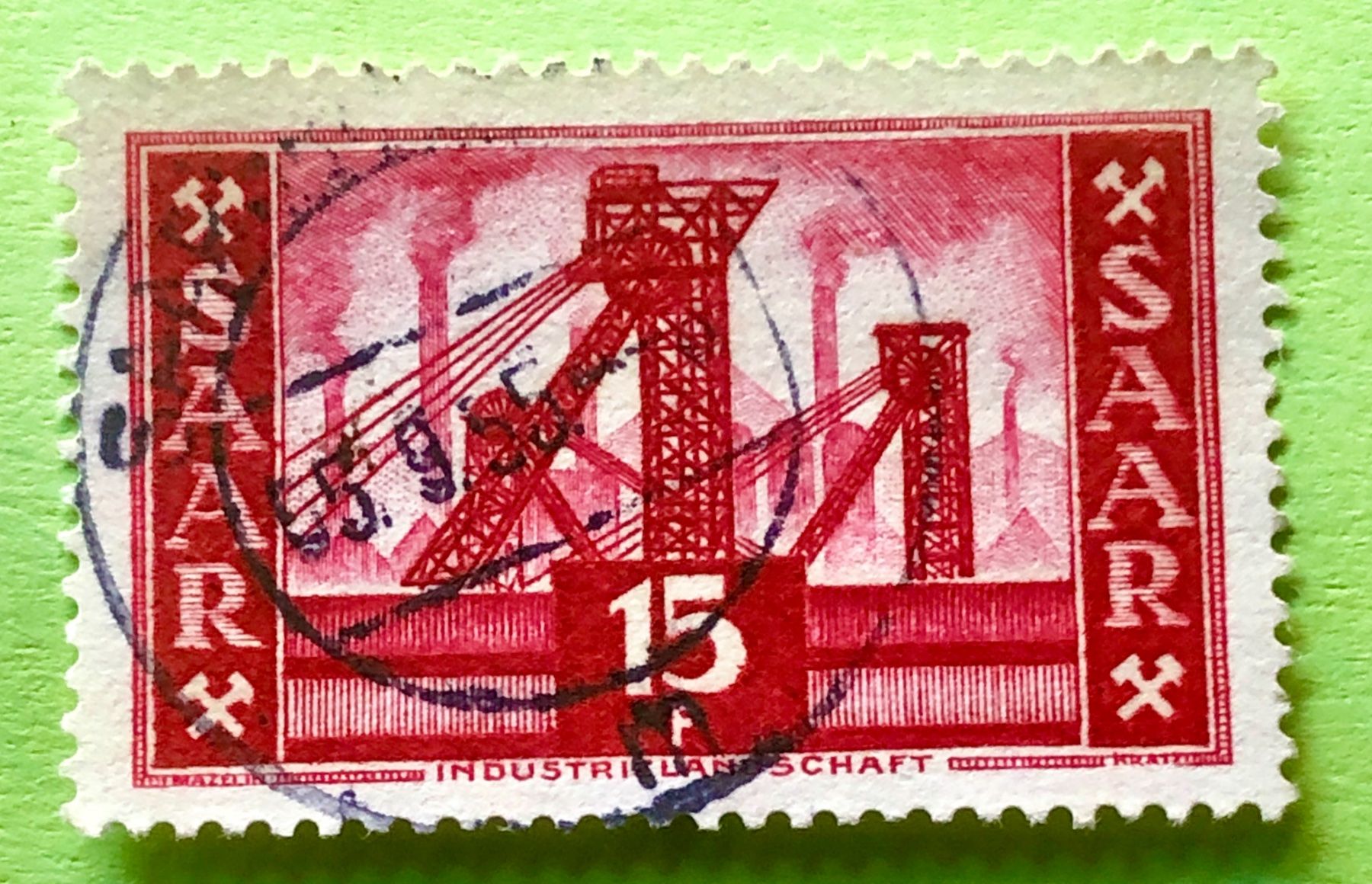 Alle Briefmarken: BRIEFMARKEN AUS Saarland  Industrielandschaft  GESTEMPELT – Gebraucht aus Aarau von Angi-007