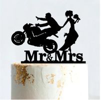 NEUER Torten Topper Hochzeit schwarz Töff MR & MRS - 222393