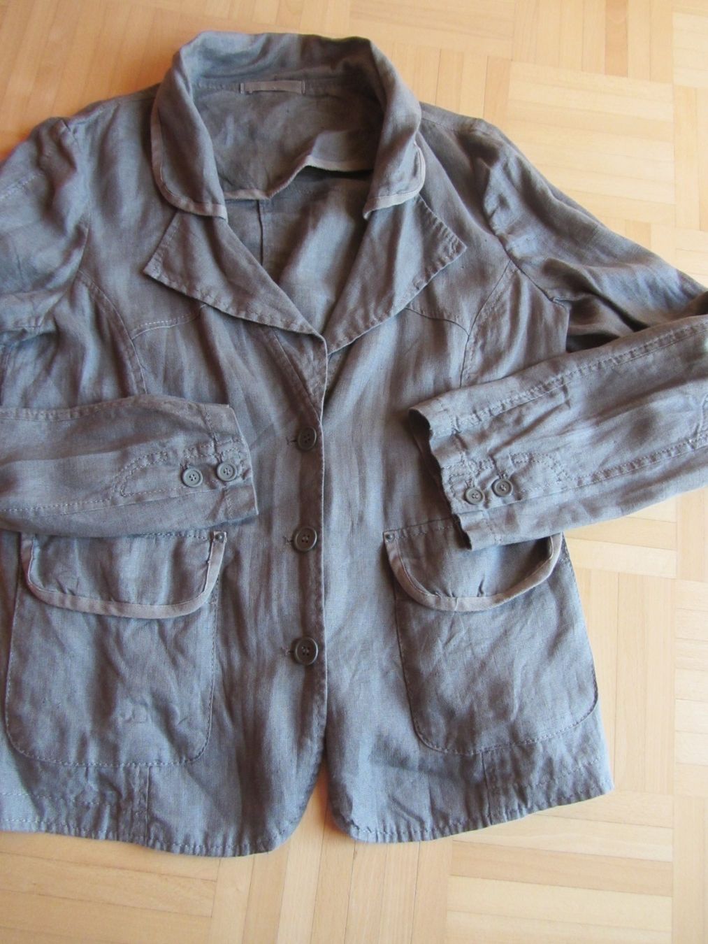 Jacken: Veste kaki clair en lin M – Gebraucht aus Oberried FR von berg04