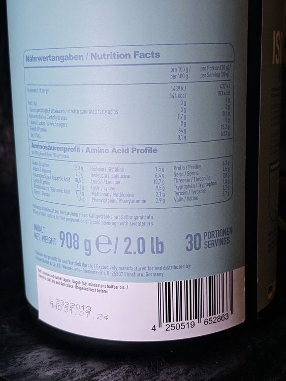 ISOCLEAR WHEY ISOLATE ESN PEACH ICED TEA 908 GRAMM PROTEIN Kaufen auf