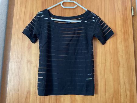T shirt Madeleine noir, semi transparent gr.36