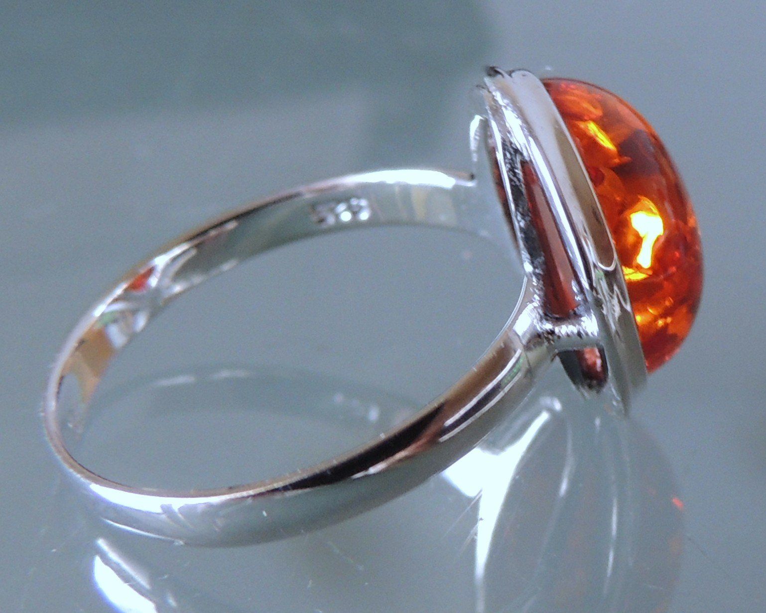 Anelli: Silber 925 Bernstein Fingerring Gr. 57 – Usato da Waldenburg venduto da schaller707 2