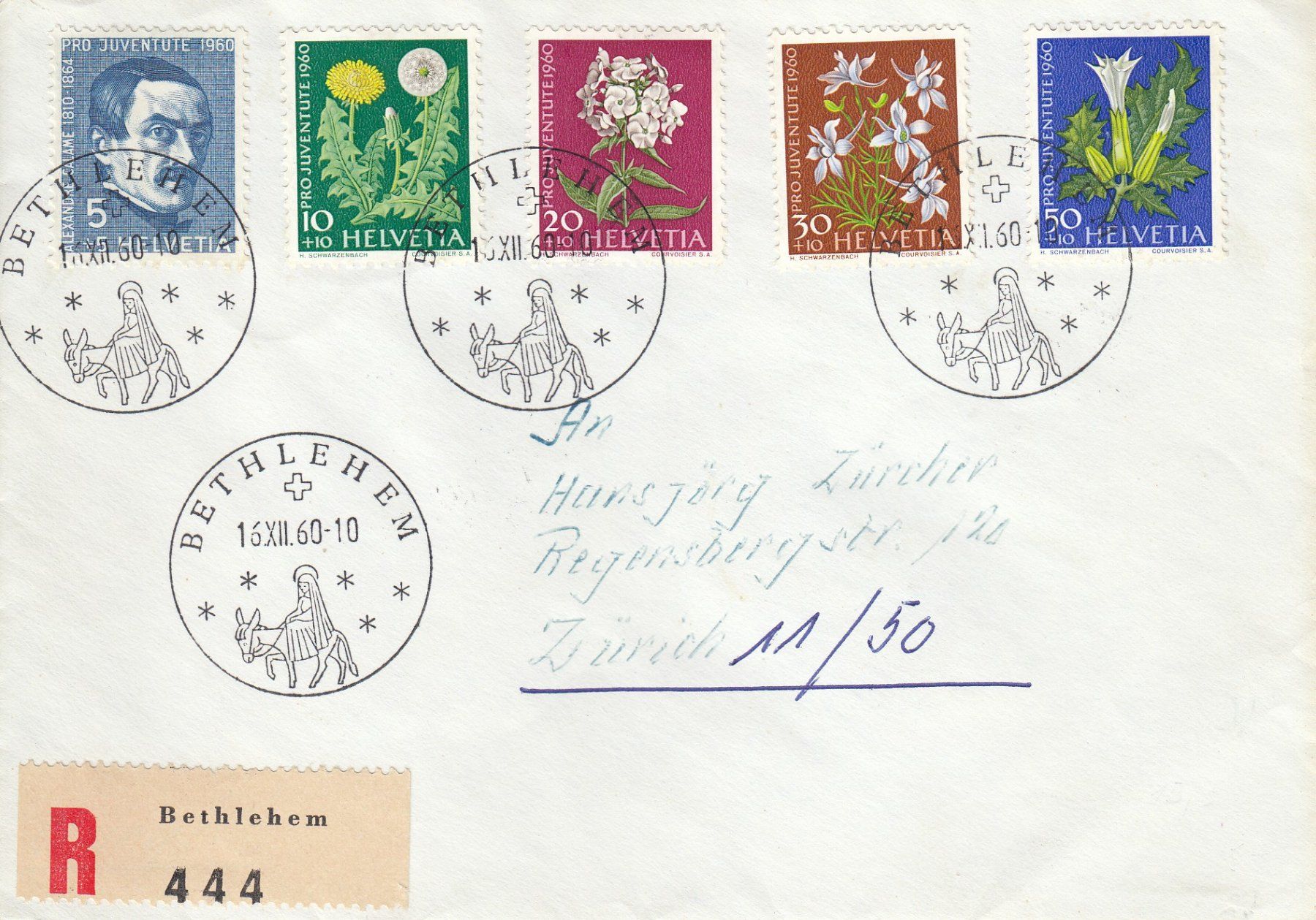 Alle Briefmarken: 1960 Pro Juventute Stempel Bethlehem chargé – Gebraucht aus Spreitenbach von Mustang_1105