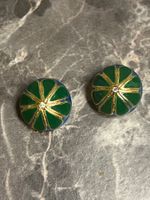 Vintage Ohrclips, Grün/Gold
