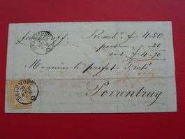 Strubelbrief: 25D von Delémont nach Porrentruy, Kat: 500.-+