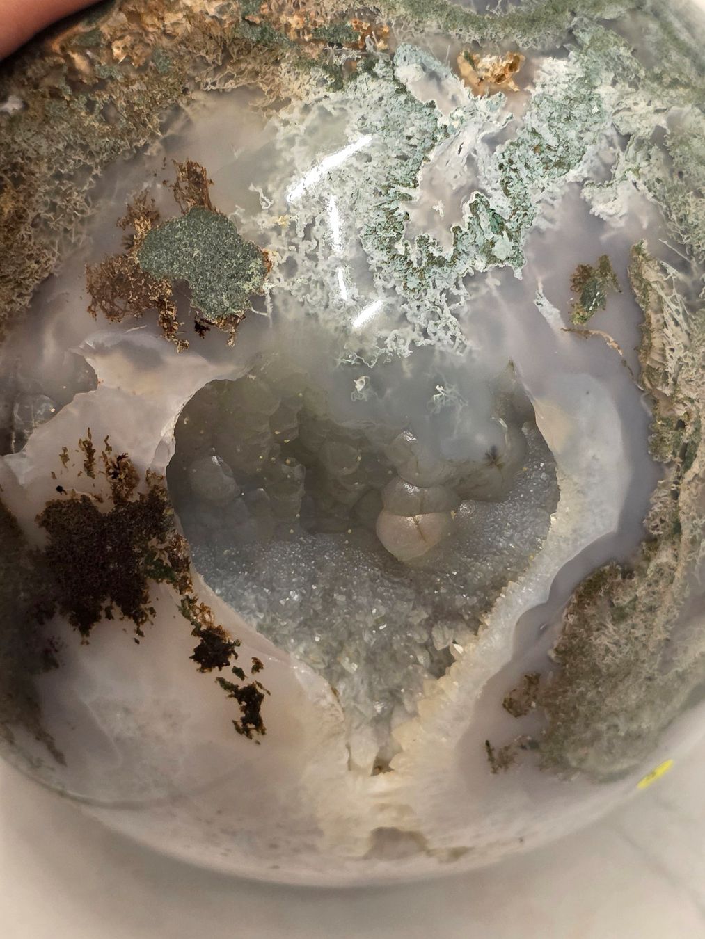 Minerali & Pietre curative: XL Moosachat Kugel mit Botryoidal Druse 7.8kg – Nuovo e nell'imballaggio originale da Matzingen venduto da Shay_Crystalz 2
