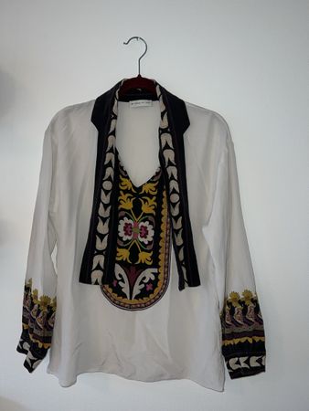 Etro Silk Blouse Shirt Embroidered Print Size 44 Made in It