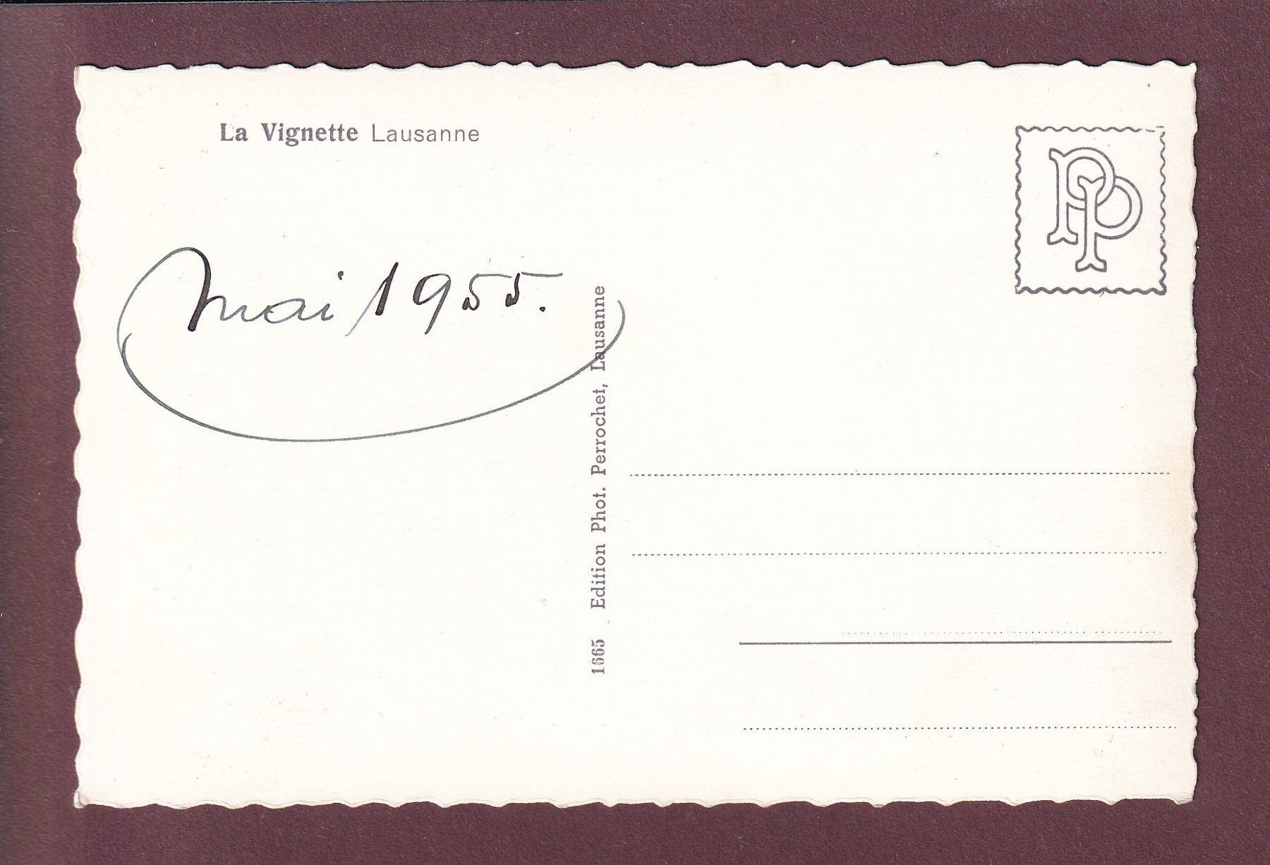 Ansichtskarten: LAUSANNE - La Vignette - 1955 – Gebraucht aus Pully von nicecards 1