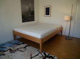 Holzbett mit hochwertigem Röwa Lattenrost und Matratze Ecco2