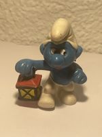 Smurf mit Laterne, Peyo, W. Germany, Sammlerfigur, Nostalgie