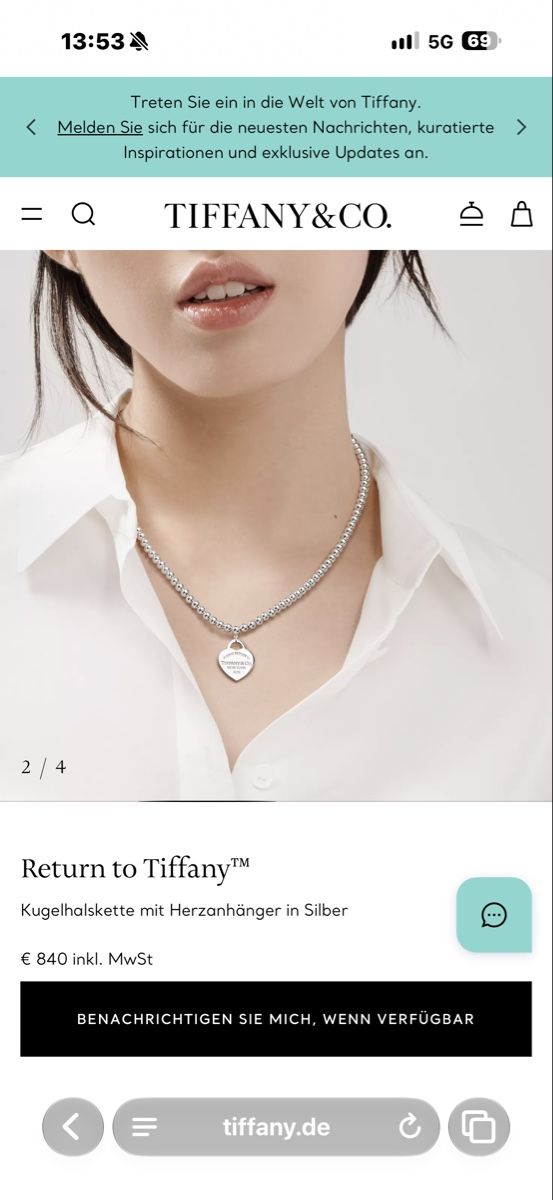 Tiffany & Co. Ketten: Tiffany & Co. Herzhalskette – Neu (gemäss Beschreibung) aus Glattfelden von lsc_27dj 5