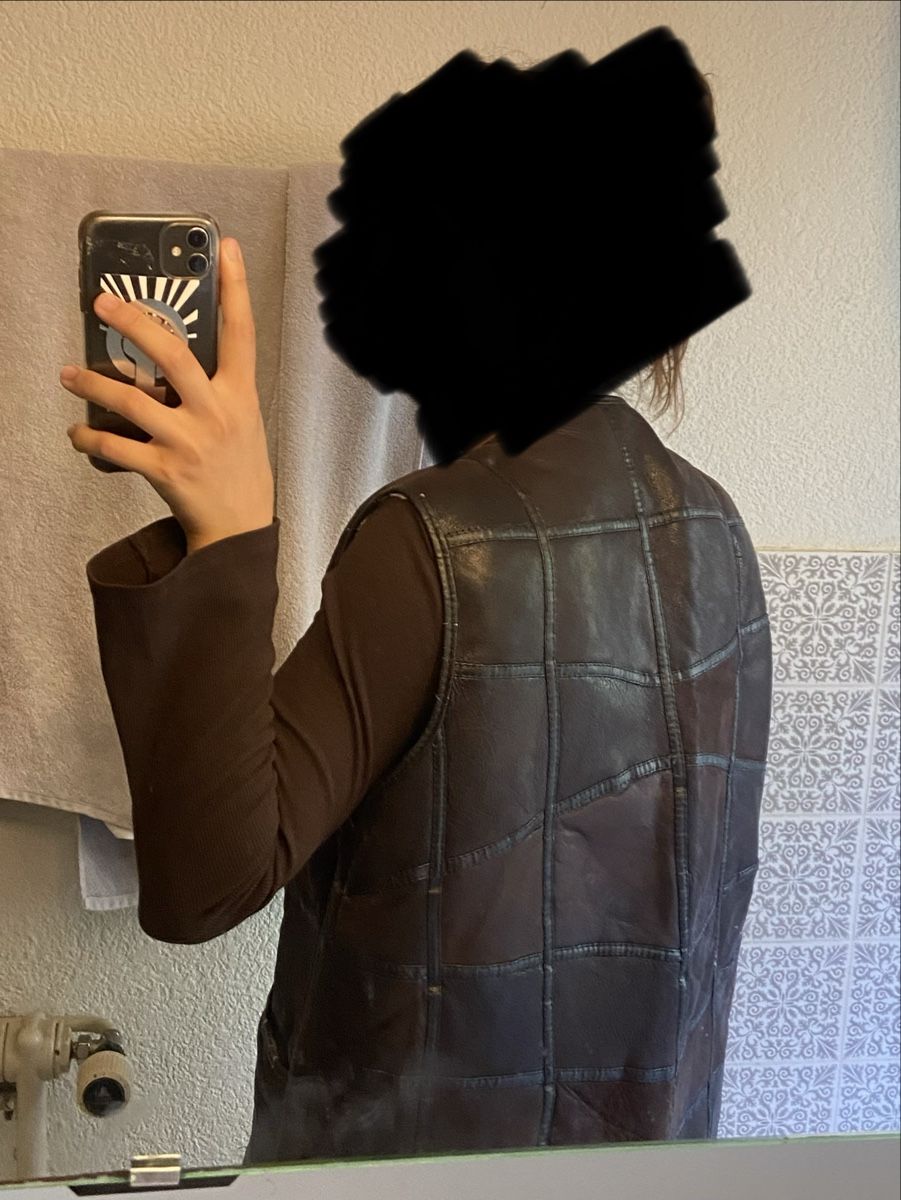 Gilets: Braune Leder-Weste mit Fell-Futter – D'occasion à Zürich par luc_8sdm 2