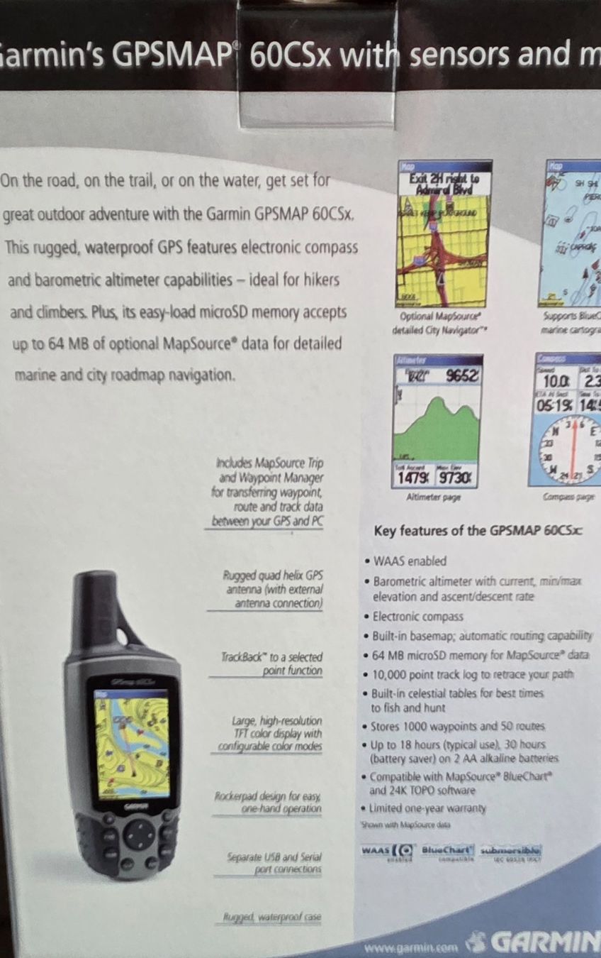 Garmin GPS & Messgeräte: GPSMAP 60CSx Navigationsgerät GARMIN – Neu und originalverpackt aus Bonaduz von Topfirst 2