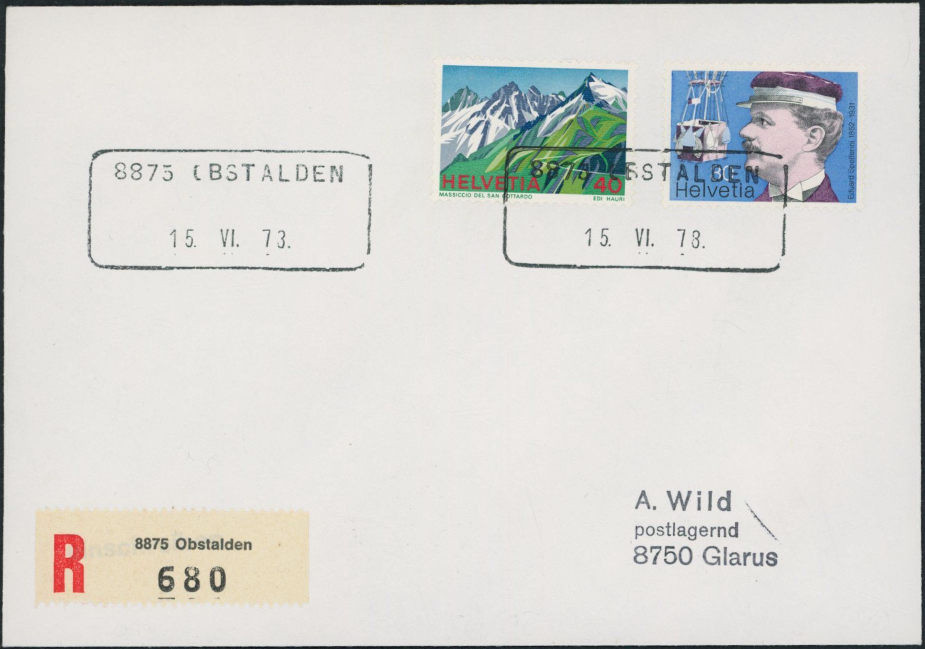 Alle Briefmarken: GL Obstalden - Aushilfsstempel - Brief – Gebraucht aus Schindellegi von leecollect