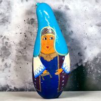 Calebasse peint style poupée ruse Matryoshka Ukraine signée