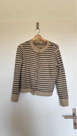 Damen Strickjacke beige gestreift neuwertiger Zustand