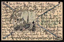 Handgemalt: Aalen, Ortspartie mit Herren