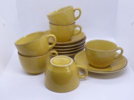 Rössler lot de 6 tasses et soucoupes à café décor "muscade"