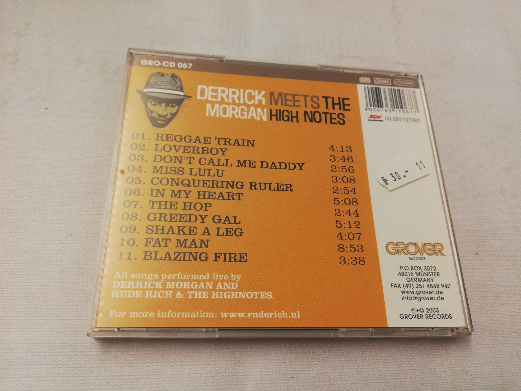 CDs: DERRICK MORGAN MEETS THE HIGH NOTES - LIVE – D'occasion à Bern par Vinylsound.ch 1